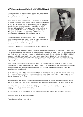 A preview of a PDF biography for Mulholland, Norman George